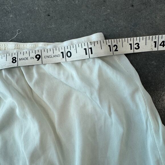 Vintage 90's Y2K White Satin Slip Skirt Slit Lace Sheer Medium Prairie Boho - Picture 4 of 5